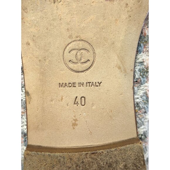 Chanel Interlocking CC Logo Multicolor Pastel Tweed Ballet Flats - Sz EU40 (9.5) - Picture 7 of 8